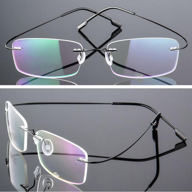 Titanlegierung Superelastische Randlose Brille Männer Frauen Unisex Rahmenlose Brillen Mode Business Brillen Schutz Auge schwarz von Joom DACH