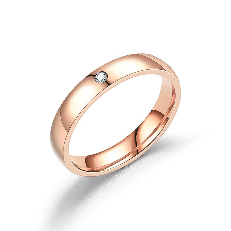 Titanstahl Diamantring-Set im koreanischen Stil für Damen - Schlichte, nicht verblassende Partnerringe Size 6 rose gold von Joom DACH