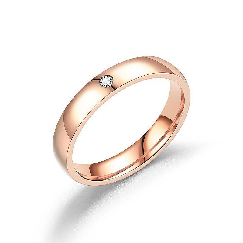 Titanstahl Diamantring-Set im koreanischen Stil für Damen - Schlichte, nicht verblassende Partnerringe Size 6 rose gold von Joom DACH