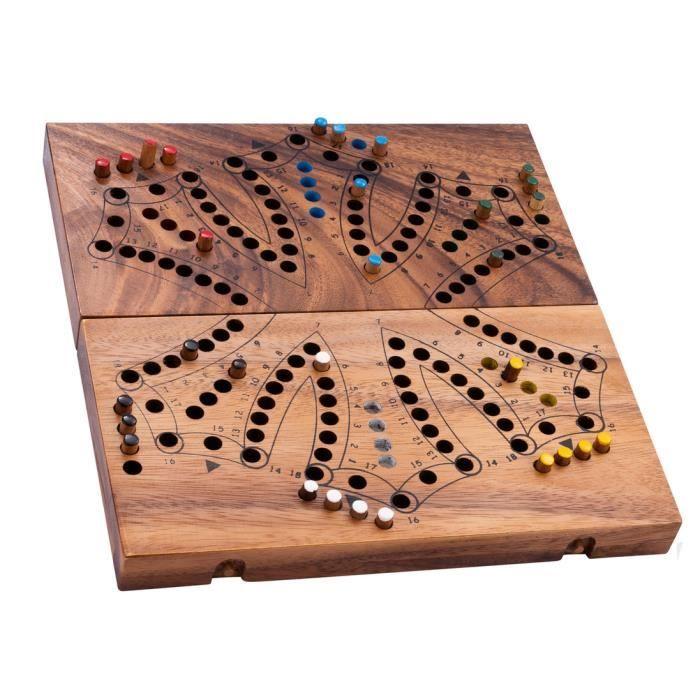 Tock-Spiel aus Holz - 6 Spieler - Ökologisch - Traditionelles kanadisches Gesellschaftsspiel - Rennspiel - 2 bis 6 Spieler - 350260 von Joom DACH