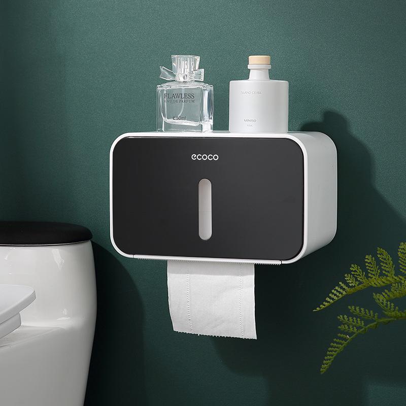 Toilettenpapierhalter Wandmontierter Toilettenpapierkasten Wasserdichtes Rollenpapier Lagerregal Tissue Organizer Regal Badezimmerprodukt schwarz von Joom DACH