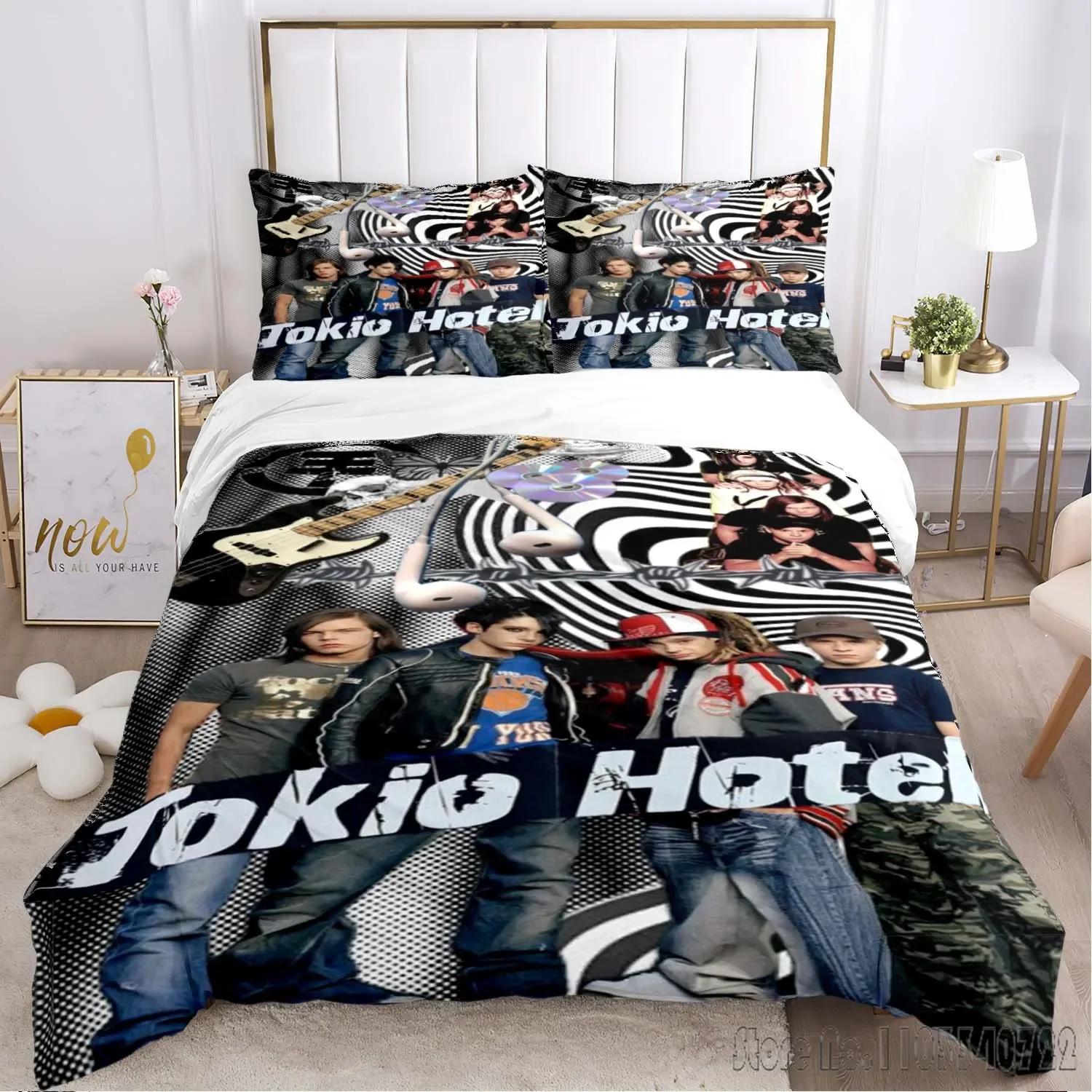 Tokio Hotel Bettwäscheset Einzelbett Twin Bettbezugset HD Bettdeckenbezug für Kinder Bettwäschesets Bettwäsche Schlafzimmerdekor EU Single 140x200cm von Joom DACH