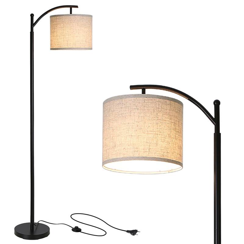 Tomshine Stehlampe mit 9 W Warmlicht-LED-Glühbirne, Hängelampenschirm, energiesparendes Nachttisch-Bogenlicht UK Plug beige/schwarz von Joom DACH