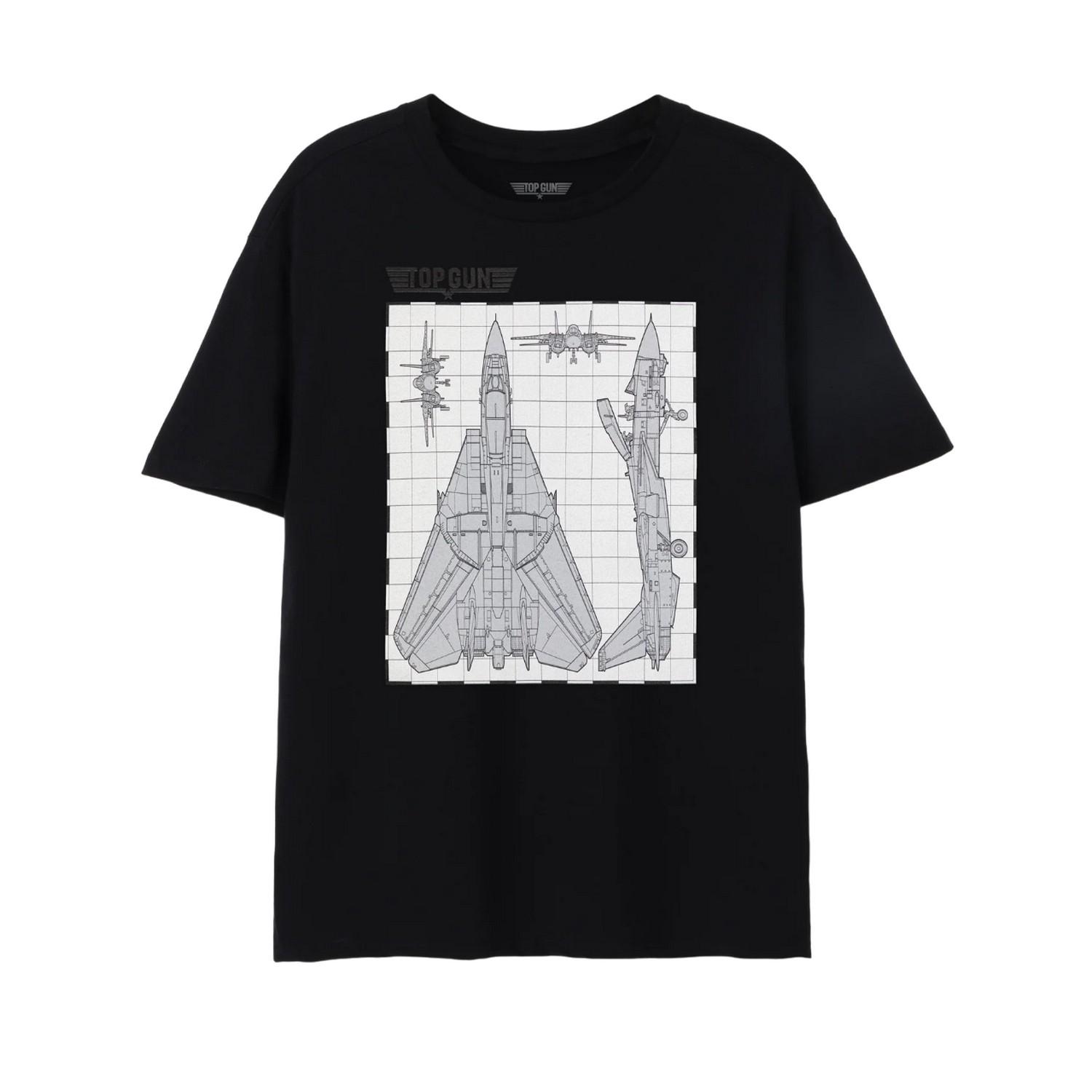 Top Gun Herren Fighter Jet Blueprint T-Shirt XXL schwarz von Joom DACH