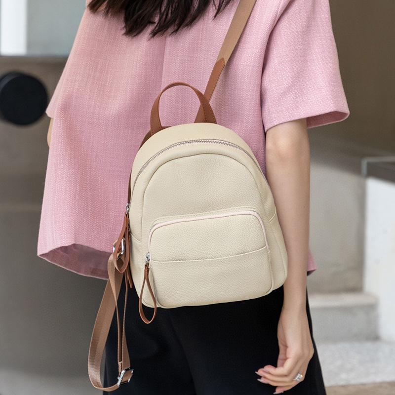 Top Layer Lederrucksack Weiblich Einfach Pendler Reise Schultasche Temperament Alles Frauen Rucksack Tasche von Joom DACH