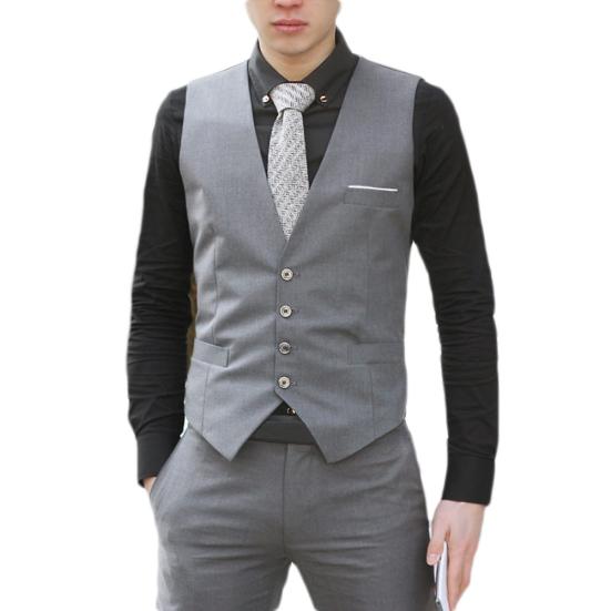 Tops Herren Klassische formelle Business Slim Fit Kette Weste Anzug Männliche Kleidung Weste XXL grau von Joom DACH