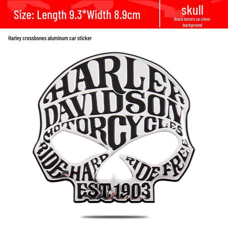 Totenkopf-Aufkleber für Kraftstofftank und Karosserie für Auto und Motorrad mit Totenkopf-Abzeichen aus Metall von Joom DACH