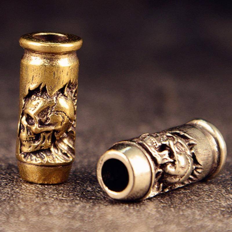 Totenkopf Kreuz Kugel Messing Messer Perlen EDC DIY Paracord gewebte Armbänder Lanyard Schlüsselanhänger Anhänger Zubehör Outdoor-Werkzeug Behänge Dekore von Joom DACH