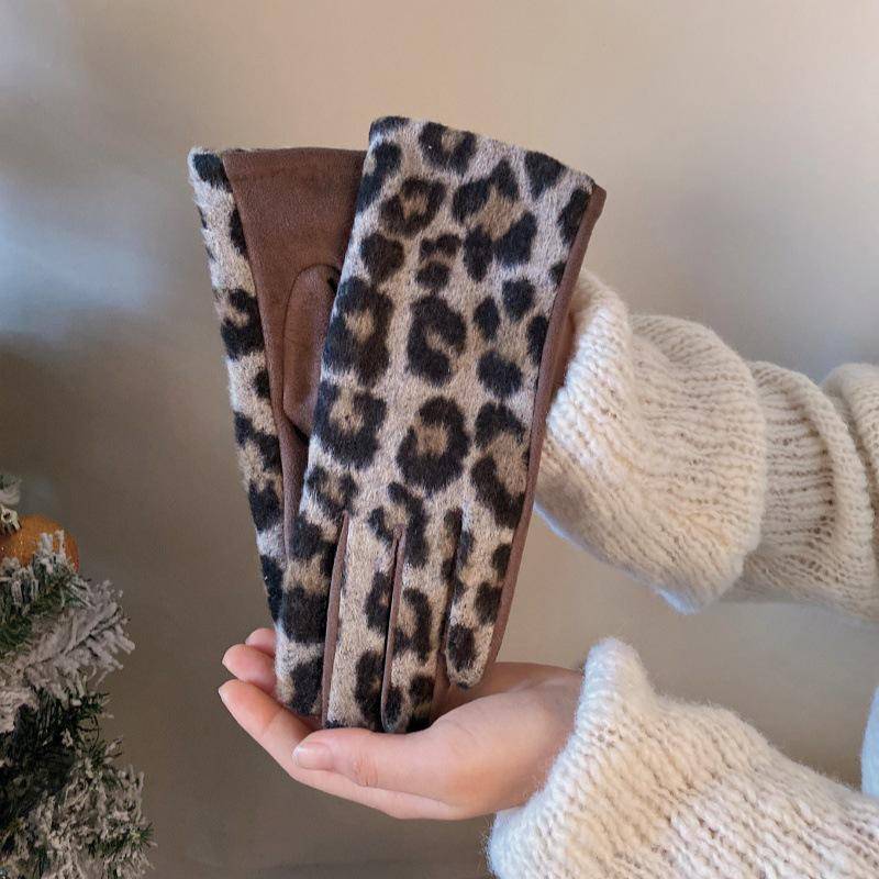 Touchscreen-Handschuhe aus Kaschmir mit Leopardenmuster für Damen zum Reiten und Autofahren im Winter 5 von Joom DACH