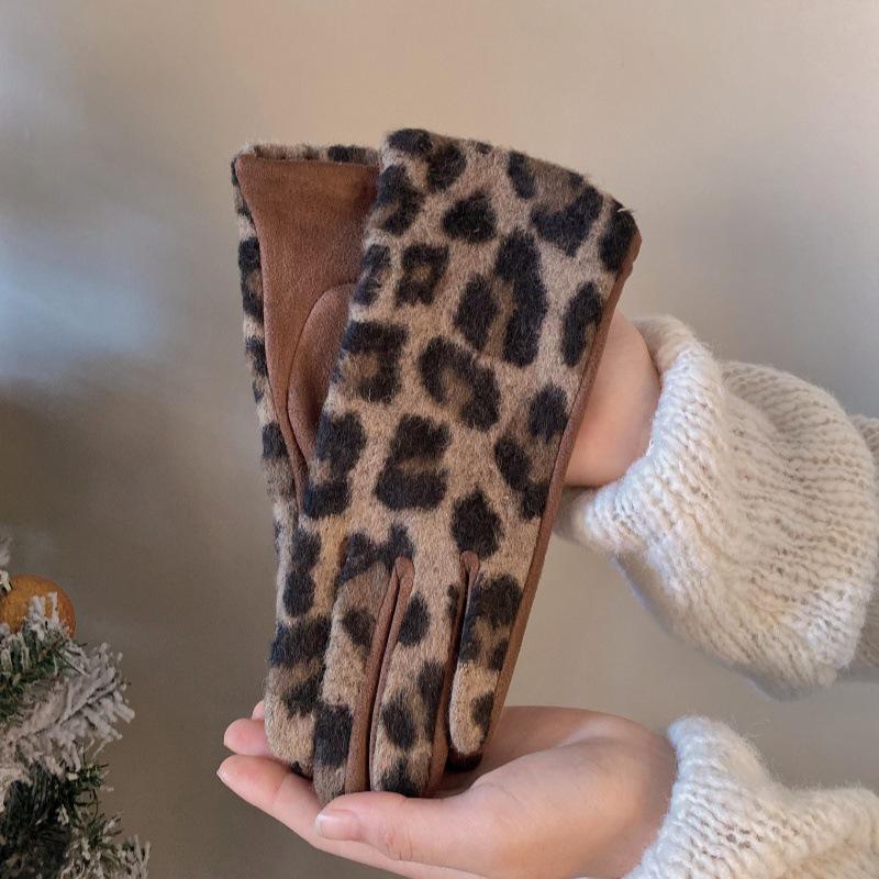 Touchscreen-Handschuhe aus Kaschmir mit Leopardenmuster für Damen zum Reiten und Autofahren im Winter 6 von Joom DACH