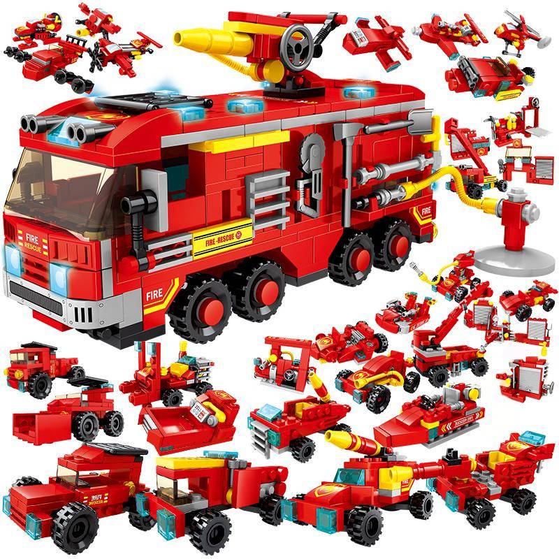 ToylinX Feuerwehrauto Modell Bausteine Feuerwehrauto Hubschrauber Feuerwehrmann Ziegel City Pädagogisches Jungen Spielzeug für Kinder Geschenk von Joom DACH