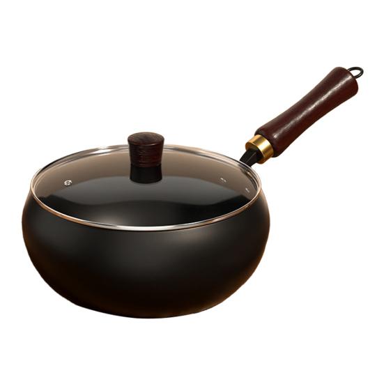 Traditioneller Wok-Topf, handgeschmiedeter Gusseisentopf, große bauchige Bratpfanne zum Braten von Suppen, einzigartiges Küchengeschirr aus Eisen 28cm C von Joom DACH