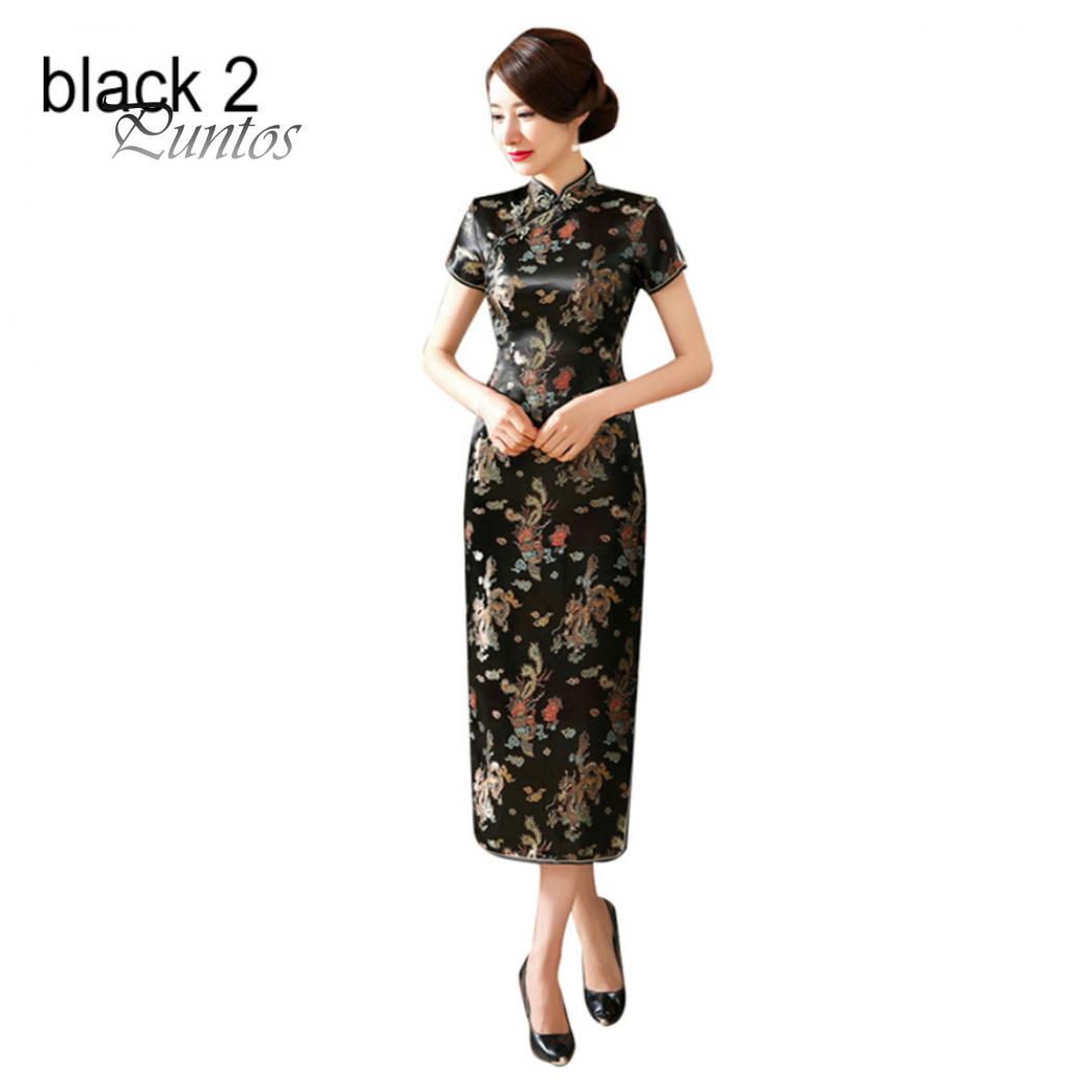 Traditionelles chinesisches Frauen-langes Cheongsam-Brautjungfer-Kurzarm-Abendkleid S von Joom DACH