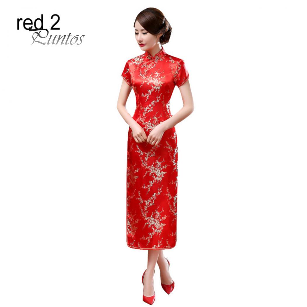Traditionelles chinesisches Frauen-langes Cheongsam-Brautjungfer-Kurzarm-Abendkleid XL von Joom DACH