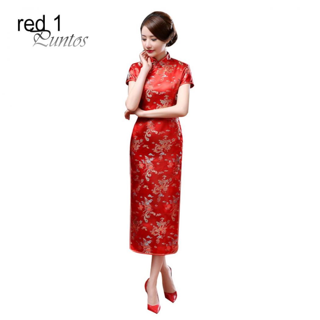 Traditionelles chinesisches Frauen-langes Cheongsam-Brautjungfer-Kurzarm-Abendkleid XXXL von Joom DACH