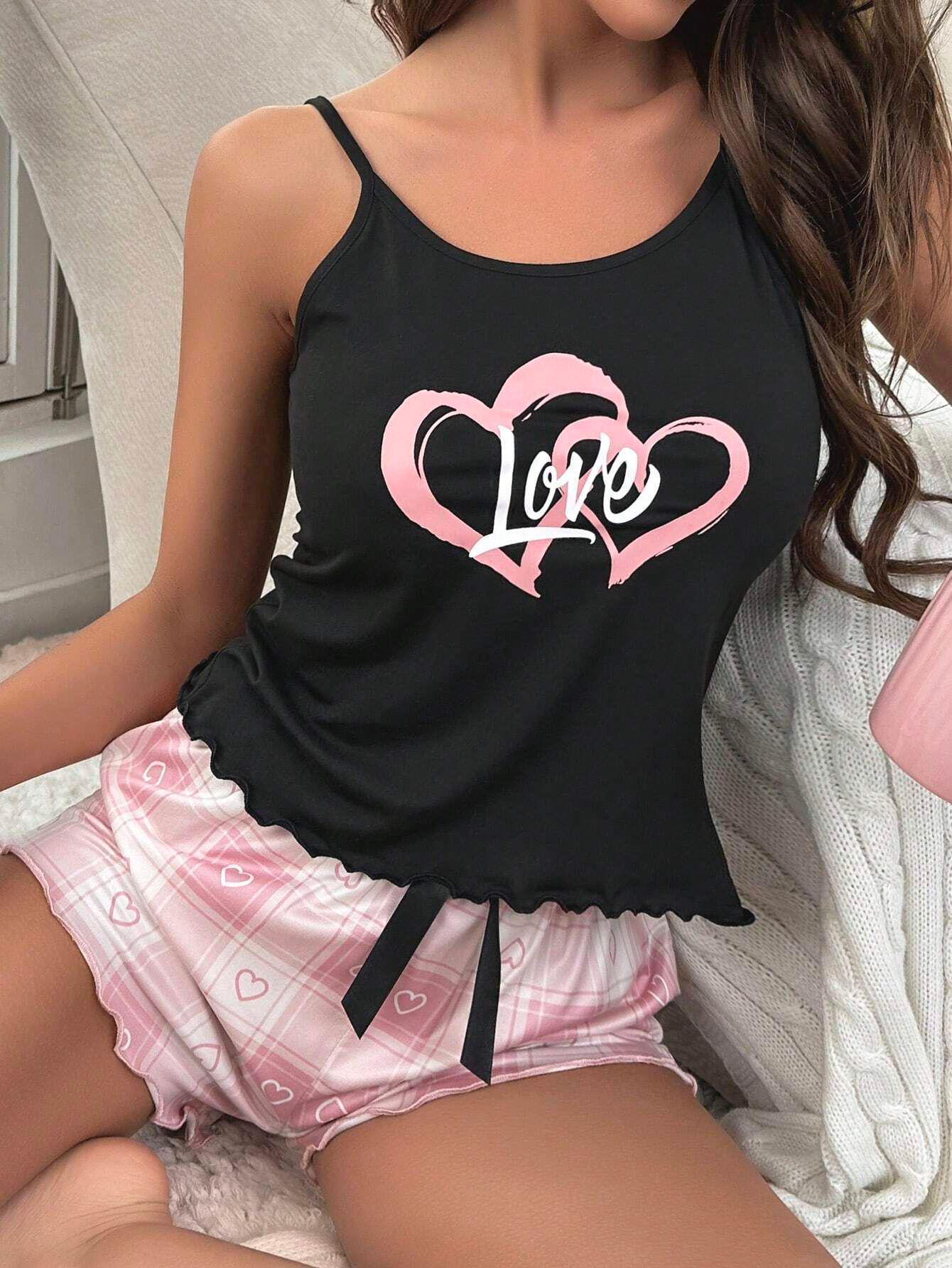 Träger-Shorts-Pyjama, Damen-Hausset XL von Joom DACH