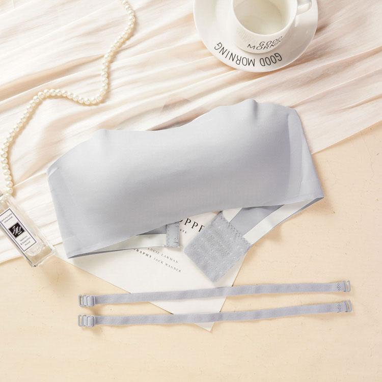 Trägerloser, einteiliger Unterwäsche-BH für Damen, gerafftes, nahtloses, unsichtbares Tube-Top, kein Stahlring, umwickelter Brust-BH, dünner Sommer-BH S blau von Joom DACH