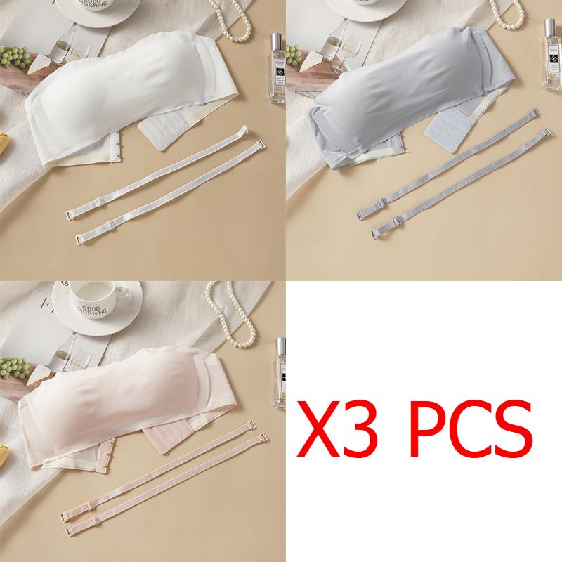 Trägerloser, einteiliger Unterwäsche-BH für Damen, gerafftes, nahtloses, unsichtbares Tube-Top, kein Stahlring, umwickelter Brust-BH, dünner Sommer-BH XL von Joom DACH