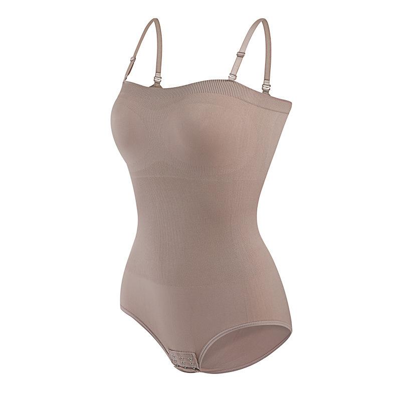 Trägerloser Damen-Body für Unterkleid, Bauchkontrolle, Shapewear, nahtloser formender Body Shaper, Tank-Tops, Taillentrainer, schlankmachende Unterwäsche M beige von Joom DACH
