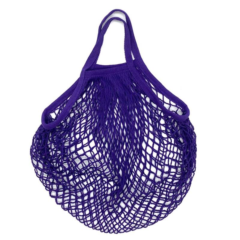 Tragbare, wiederverwendbare Einkaufstüten, Obst- und Gemüsebeutel, waschbare Baumwoll-Mesh-Schnur, Bio-Organizer, Handtasche, Netztasche mit kurzem Griff violett von Joom DACH