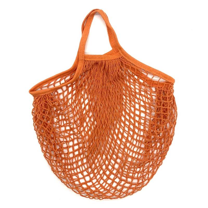 Tragbare, wiederverwendbare Einkaufstüten, Obst- und Gemüsebeutel, waschbare Baumwoll-Mesh-Schnur, Bio-Organizer, Handtasche, Netztasche mit kurzem Griff orange von Joom DACH