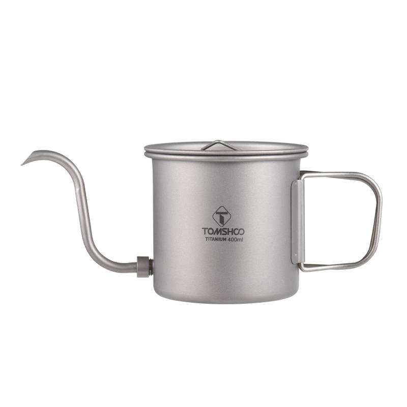Tragbare Camping Kaffeekanne 400ml mit Abnehmbarem Ausguss Ti Metall Kaffeekessel Faltbarer Griff für coffee pot von Joom DACH