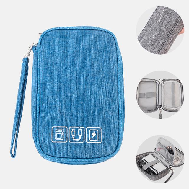 Tragbare Kabel Digitale Aufbewahrungstaschen Organizer USB Gadgets Drähte Ladegerät Power Batterie Reißverschluss Kosmetiktasche Fall hellblaue von Joom DACH