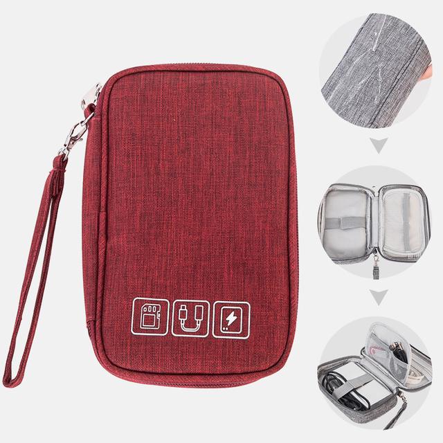 Tragbare Kabel Digitale Aufbewahrungstaschen Organizer USB Gadgets Drähte Ladegerät Power Batterie Reißverschluss Kosmetiktasche Fall rot von Joom DACH