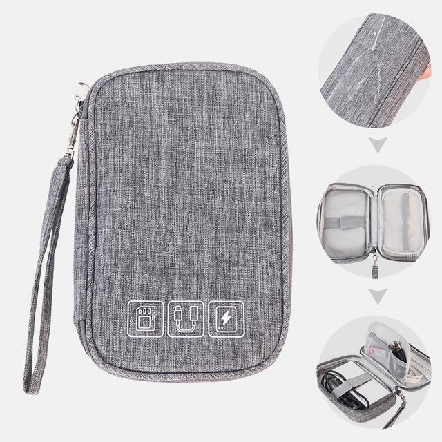 Tragbare Kabel Digitale Aufbewahrungstaschen Organizer USB Gadgets Drähte Ladegerät Power Batterie Reißverschluss Kosmetiktasche Fall graue von Joom DACH