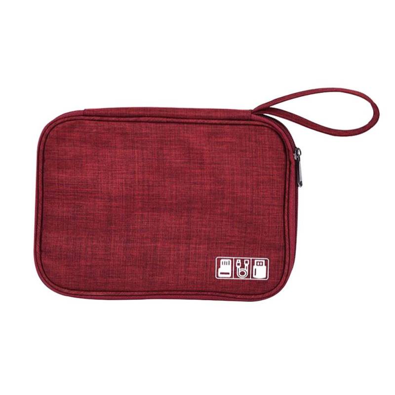 Tragbare Kabel-Organizer-Tasche, wasserdicht, Oxford-Elektronik-Organizer, Reiseetui, klein, langlebig bordeaux von Joom DACH