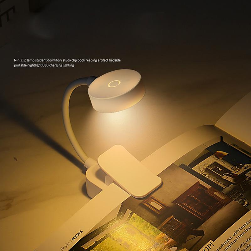 Tragbare LED-Buchleuchten Augenschutz Nachtlicht Mini 360 ° Clip-On Schreibtisch Leselampe Reise Schlafzimmer weiß von Joom DACH