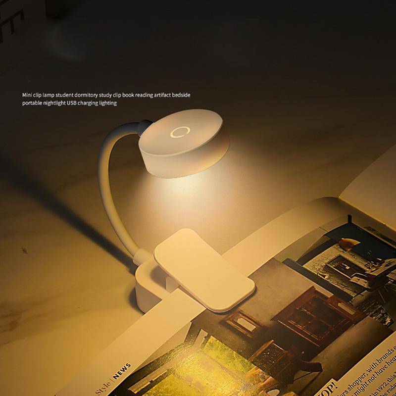 Tragbare LED-Buchleuchten Augenschutz Nachtlicht Mini 360 ° Clip-On Schreibtisch Leselampe Reise Schlafzimmer weiß von Joom DACH