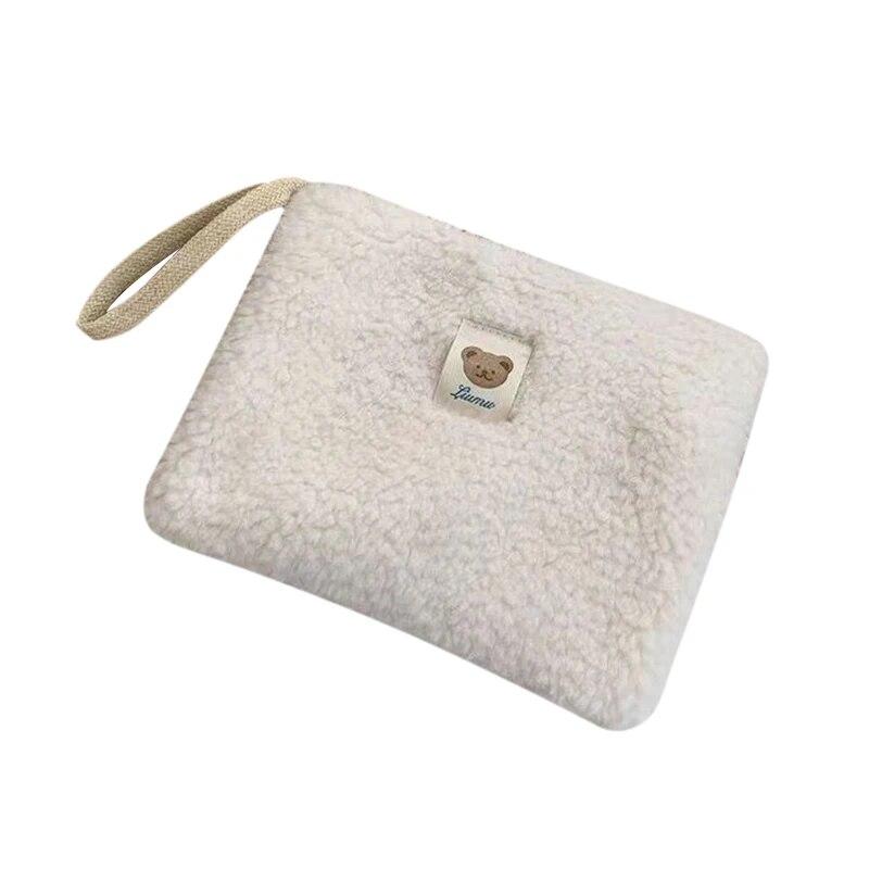 Tragbare Plüsch-Make-up-Tasche, einfarbig, niedliches Fell, Make-up-Tasche für Frauen, Reisen, Make-up, Kulturbeutel, Waschbeutel, Plüsch-Stifttasche weiß von Joom DACH