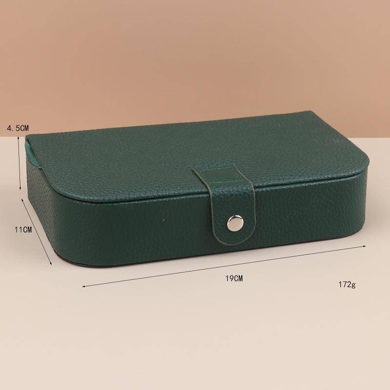 Tragbare Schmuckschatullen PU-Leder Knopf Reise Schmuck Organizer Box Frauen Halskette Ohrringe Ringe Aufbewahrungskoffer Display Halter grün von Joom DACH