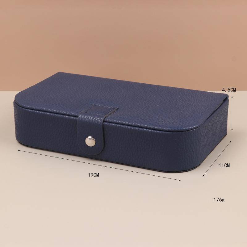 Tragbare Schmuckschatullen PU-Leder Knopf Reise Schmuck Organizer Box Frauen Halskette Ohrringe Ringe Aufbewahrungskoffer Display Halter blau von Joom DACH