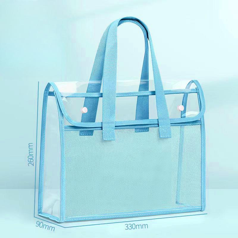 Tragbarer, transparenter, wasserdichter Handordner mit großer Kapazität, selbstklebende Aktentasche, Aufbewahrungstasche für Bürobedarf blau von Joom DACH