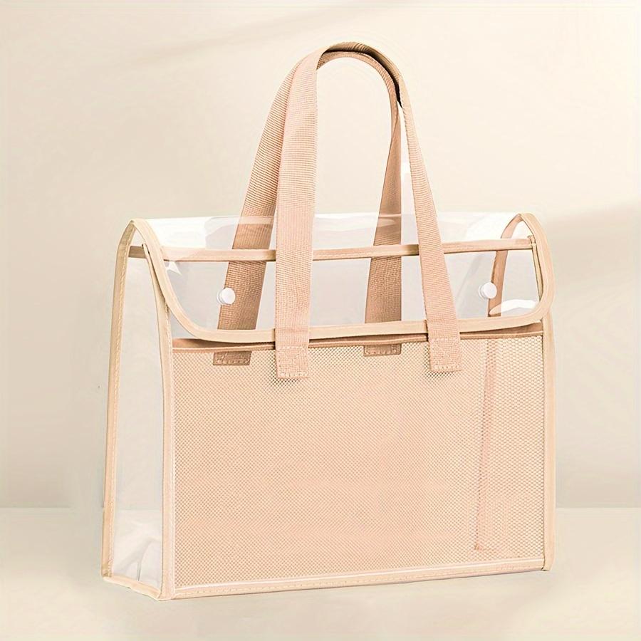 Tragbarer, transparenter, wasserdichter Handordner mit großer Kapazität, selbstklebende Aktentasche, Aufbewahrungstasche für Bürobedarf beige von Joom DACH