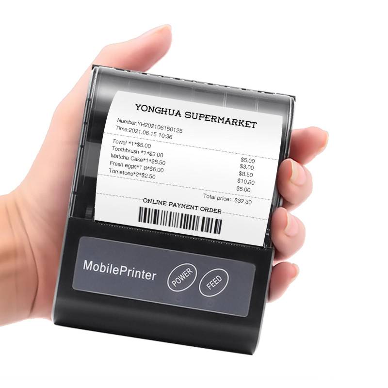 Tragbarer BT 80-mm-Thermo-Belegdrucker, persönlicher Mini-Rechnungs-POS-Mobildrucker mit wiederaufladbarem Drucker schwarz von Joom DACH