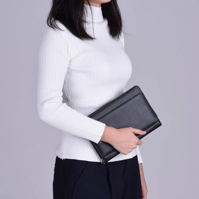 Tragbarer Business-Portfolio-Ordner, Dokumentenmappe, Organizer, A5, PU-Leder, Notizblock von Joom DACH