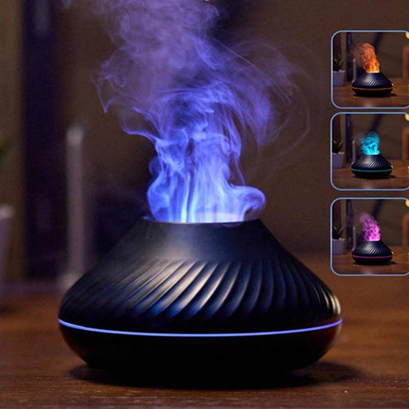 Tragbarer Geräuschloser Aroma Feuerflamme Vulkan Ätherischer Öl Diffusor Nebel Flamme Luftbefeuchter Mit 7 Farben Nachtlicht weiß von Joom DACH