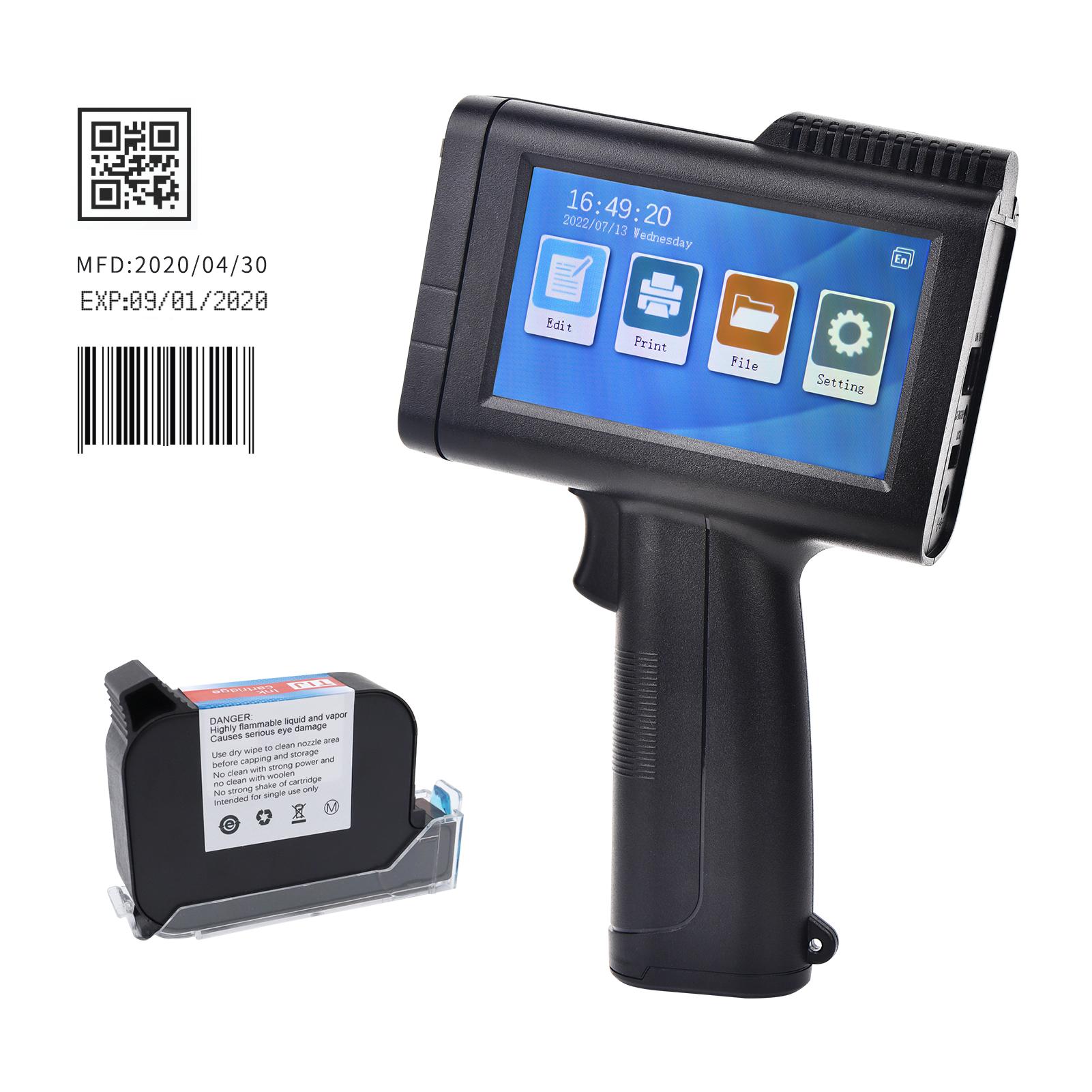 Tragbarer HD-Hand-Tintenstrahldrucker mit 4,3-Zoll-Touchscreen, Unterstützung für intelligente Barcode-Drucker US Plug schwarz von Joom DACH