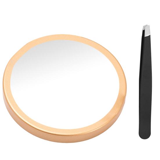 Tragbarer Kosmetikspiegel mit 30-facher Vergrößerung, Saugnapf, Pinzette im Lieferumfang enthalten. Tragbarer Vergrößerungs-Make-up-Spiegel für unterwegs goldgelb von Joom DACH