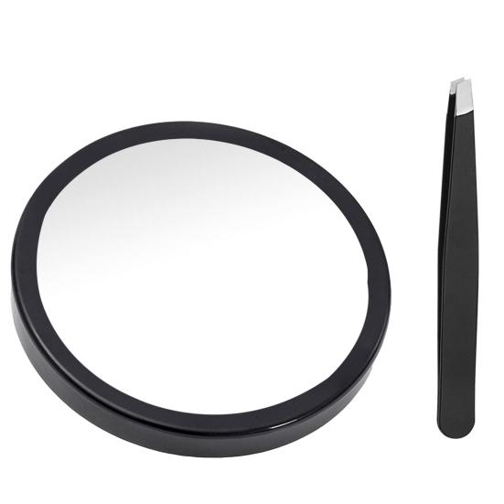 Tragbarer Kosmetikspiegel mit 30-facher Vergrößerung, Saugnapf, Pinzette im Lieferumfang enthalten. Tragbarer Vergrößerungs-Make-up-Spiegel für unterwegs schwarz von Joom DACH