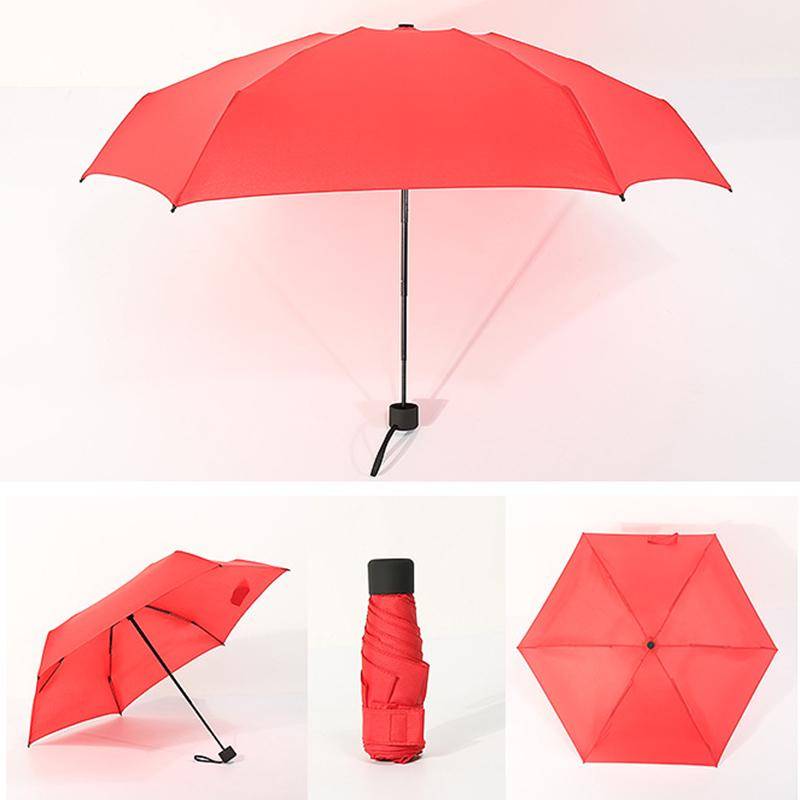 Tragbarer Mini-Regenschirm für sonnige und regnerische Tage rot von Joom DACH
