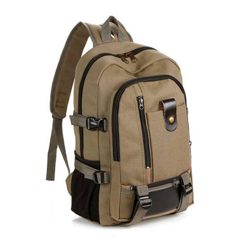 Tragbarer Rucksack für Männer, Reise-Tagesrucksack aus Segeltuch, große Kapazität, Aufbewahrungstasche, Schulranzen für dunkle khaki von Joom DACH