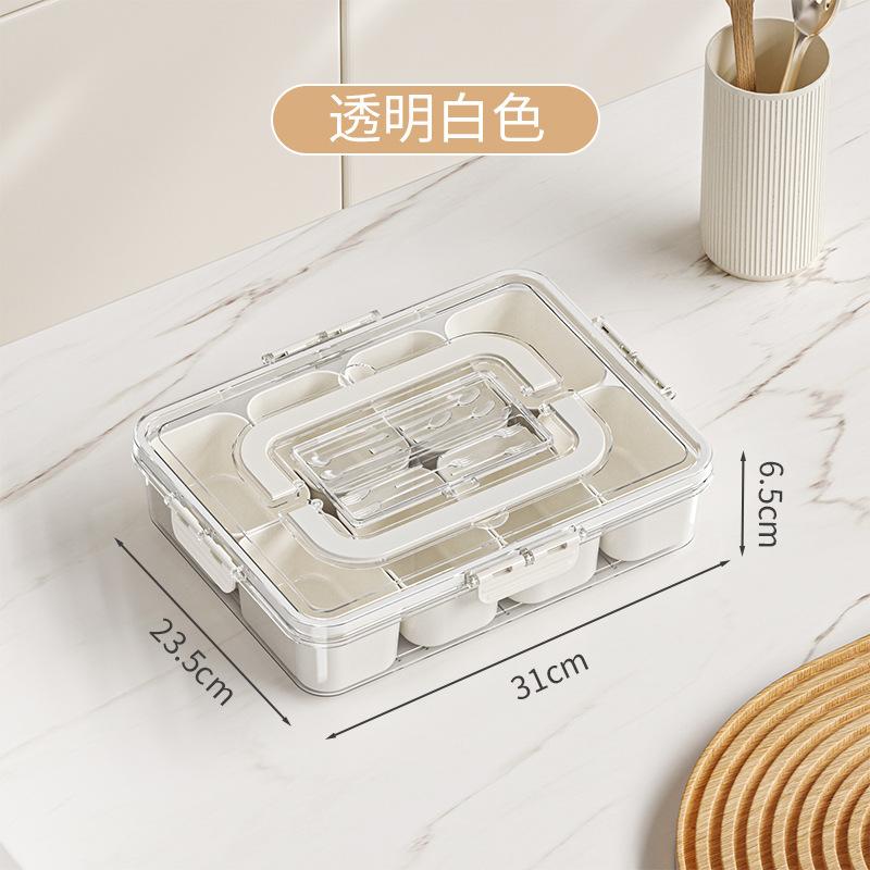 Tragbarer Salat-Crisper aus Kunststoff für die Küche, versiegeltes Fach, Obst-Lunchbox, transparente Aufbewahrungsbox mit acht Fächern, Küchen-Organizer von Joom DACH