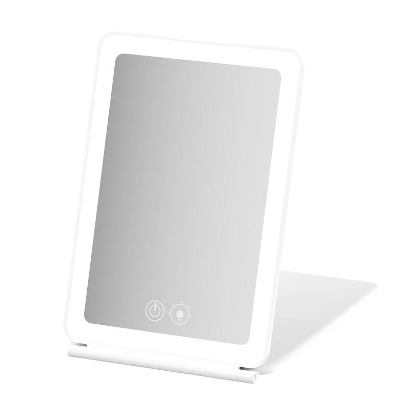 Tragbarer Schminkspiegel mit Licht, faltbarer LED-Kosmetikspiegel mit 3-facher Vergrößerung, Touch-Steuerung 3 weiß von Joom DACH