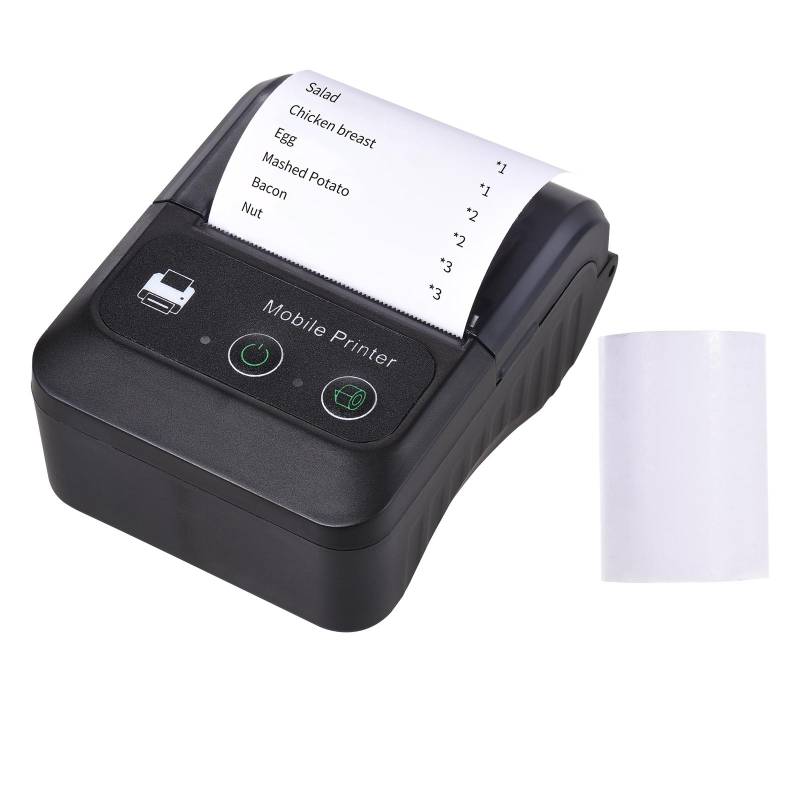 Tragbarer kabelloser BT 58-mm-2-Zoll-Thermo-Belegdrucker, Mini-USB-Rechnungs-POS-Mobildruckerunterstützung schwarz von Joom DACH