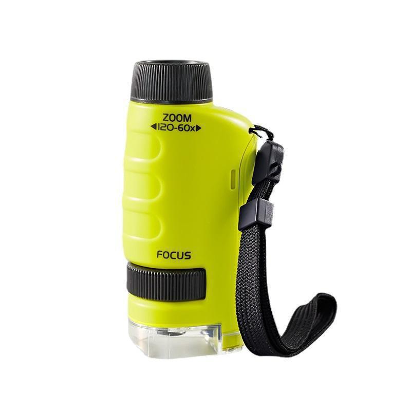 Tragbares Mikroskop für Kinder, biologisches Lernspielzeug für Kinder, Heimschule, Wissenschaftsset, LED-Licht, 60- bis 120-faches STEM-Geschenk, Lupe LM with battery & 12specimen gelb von Joom DACH