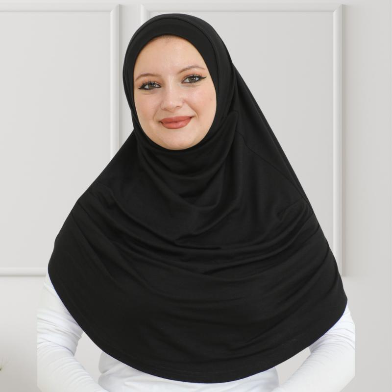 Tragefertiger Hijab für Frauen, Instant-Turban, weicher muslimischer Schal zum Gebet, lange Hijabs, islamische Kleidung, Jersey-Abaya schwarz von Joom DACH